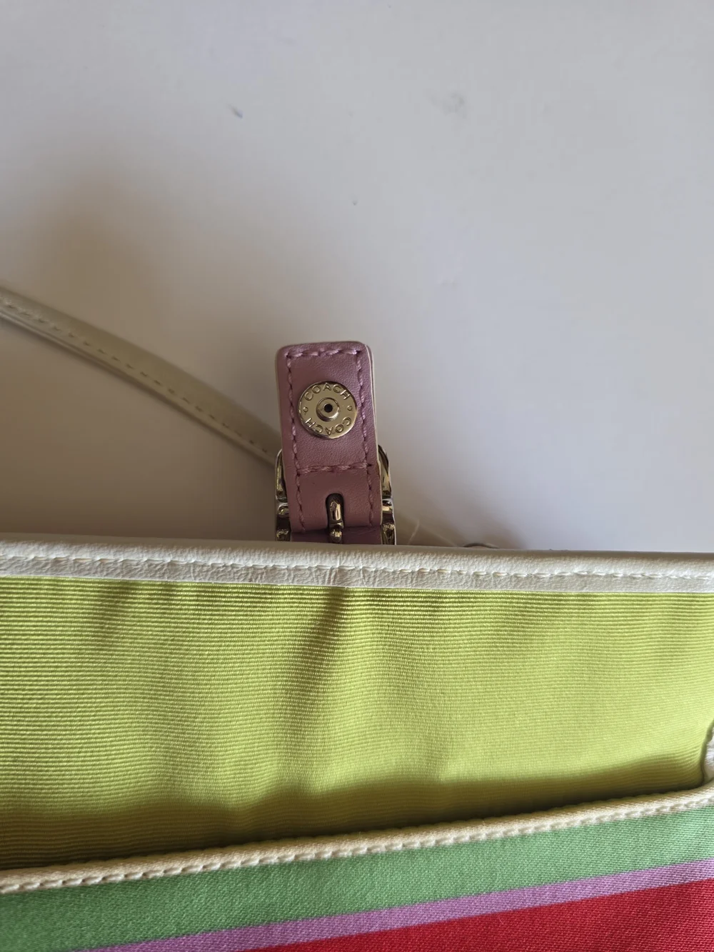 Coach Y2K Hampton's Multicolor Striped Wristlet Clutch with White Trim